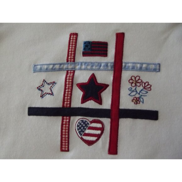 Jason Maxwell T-Shirt Women Medium White Red Blue Top patriotic embellished flag - Picture 3 of 6